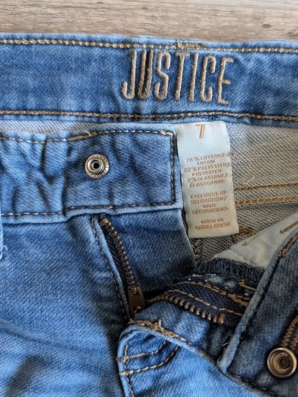 Justice Girls Cuffed Stretch Denim Jean Shorts * Size 7